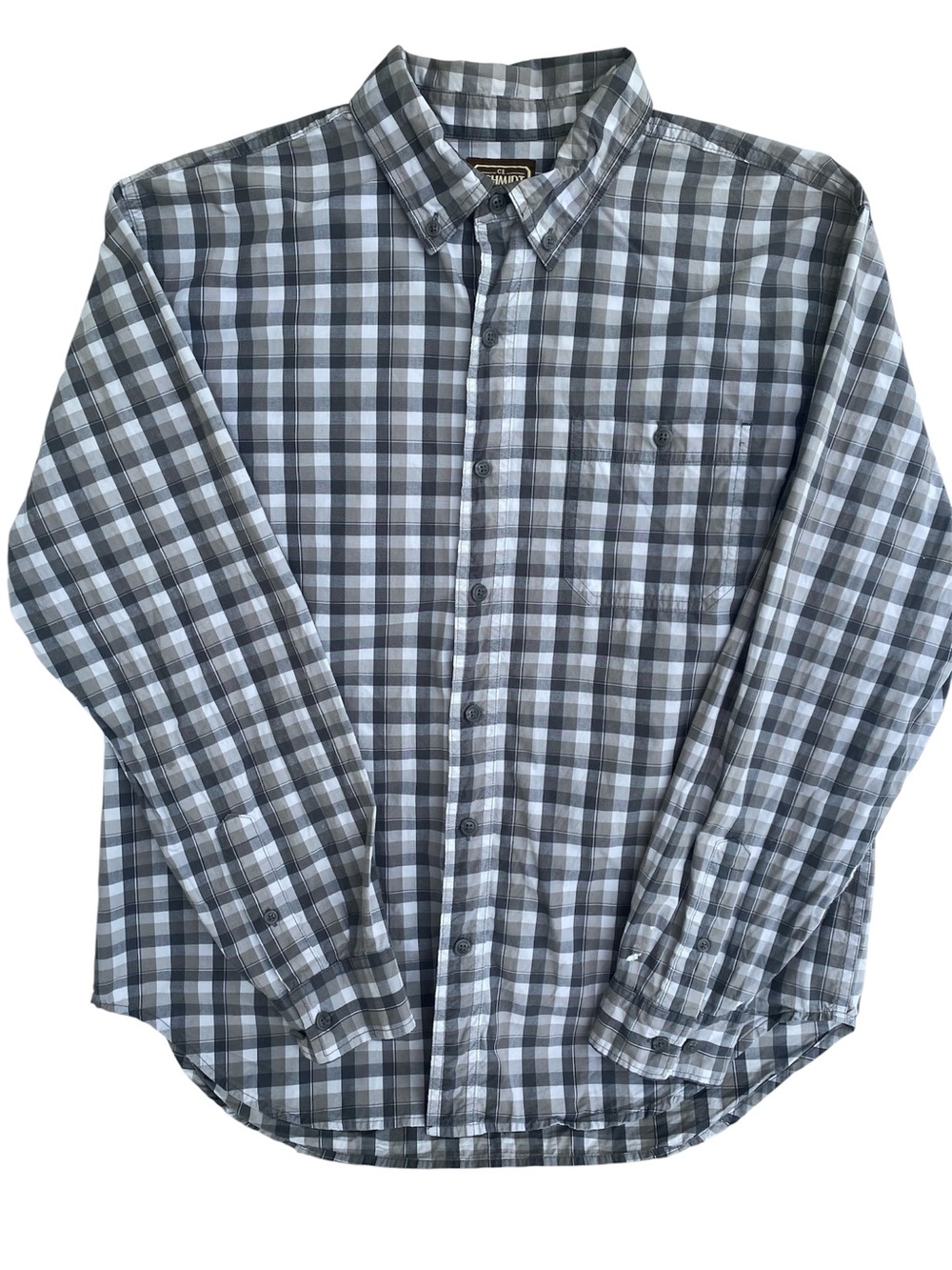 Schmidt workwear Classic Gray Plaid Button-Down Shirt large